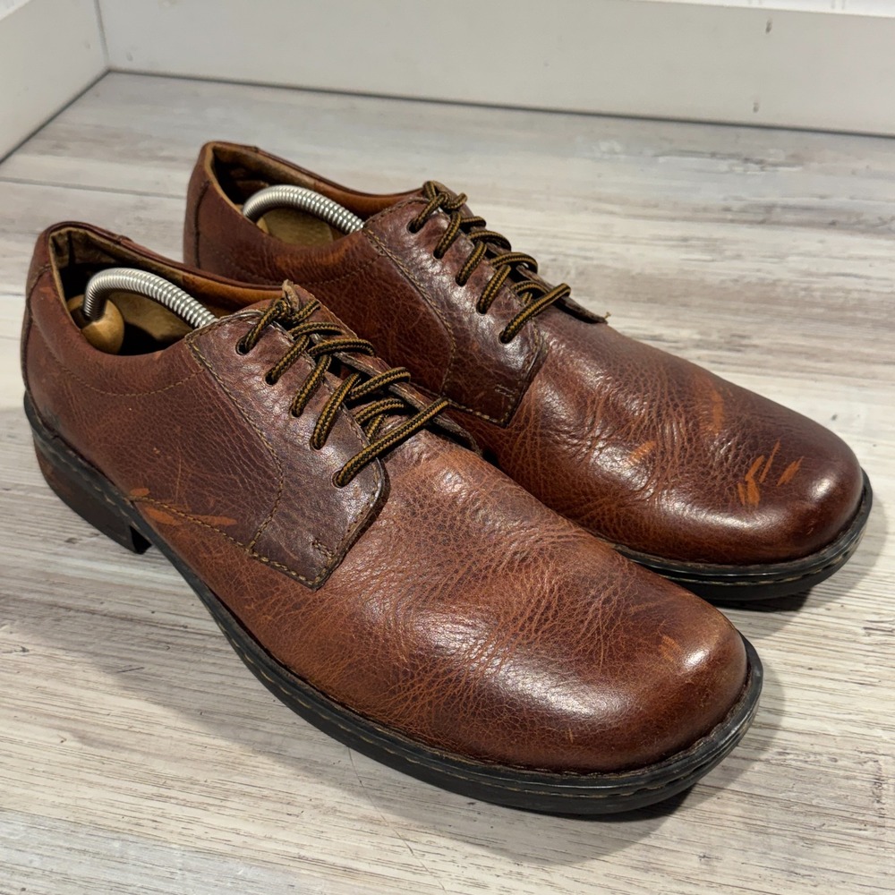 BORN Leather Brown Sz 13 M6723 Men Lace-Up Oxfords Square Toe Leather‎